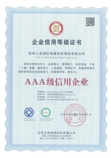 AAA信用等级证书
